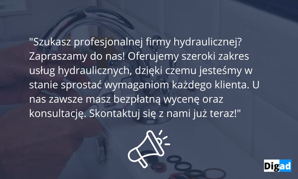 Reklama firmy hydraulicznej. 6 wzorów skutecznych reklam. 5 przykład reklamy firmy hydraulicznej