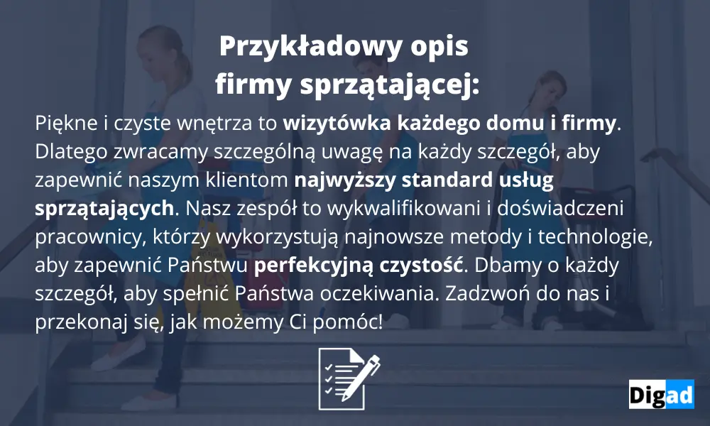przykladowy opis firmy sprzatajacej