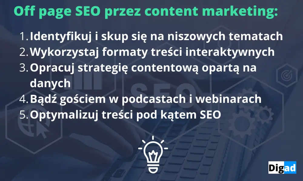Co to jest off-page SEO? 5 kluczowych technik off page SEO dla lepszej pozycji Twojej strony internetowej 6 off page seo content marketing