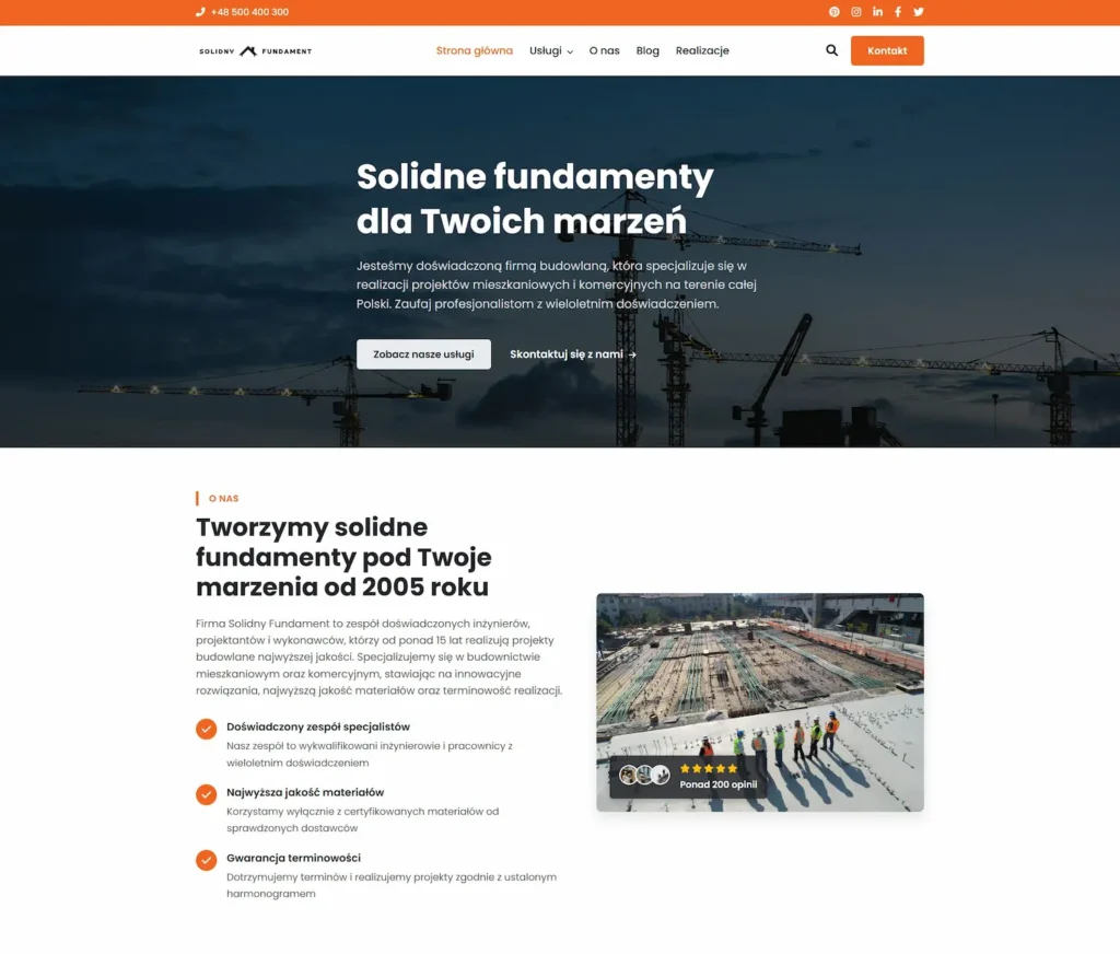 Strona internetowa dla firmy budowlanej. 5 elementów, które powinna zawierać. 29 przykladowa strona firmy budowlanej screenshot